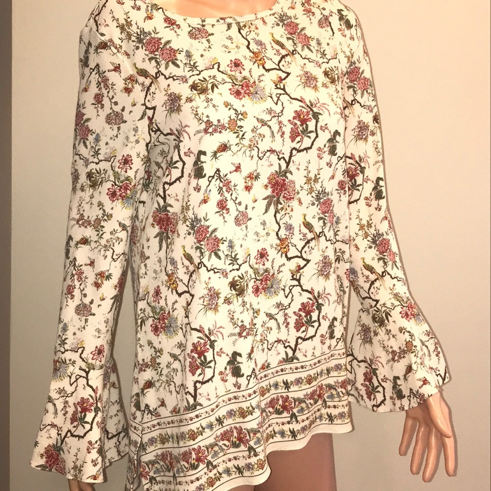 MAX STUDIO birds of paradise medium floral tunic